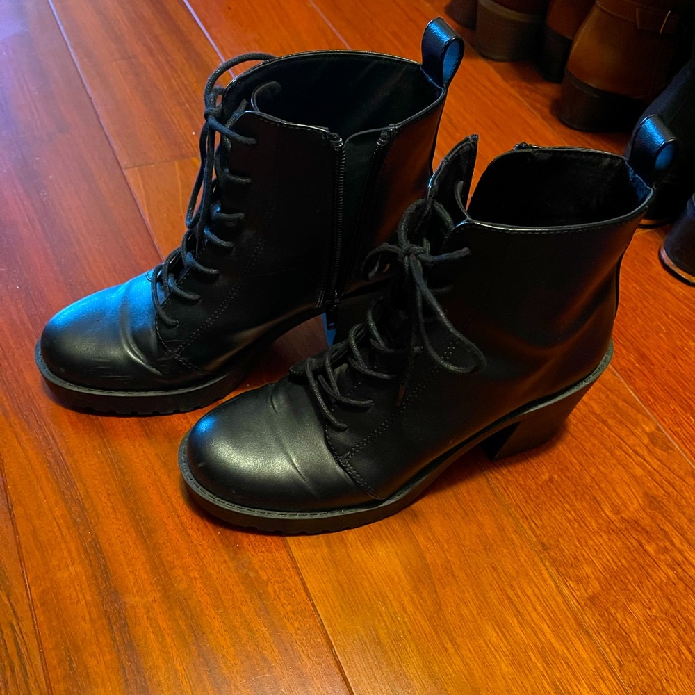 Black combat boots
